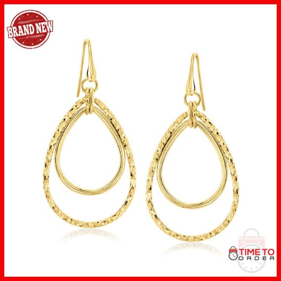 Italian 18kt Gold Over Sterling Double-Oval Drop Earrings 2 3/8